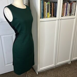 Beautiful Forest Green & Black Tahari Midi Dress